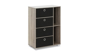  Furinno Multipurpose Storage Cabinet, French Oak Grey/Black 