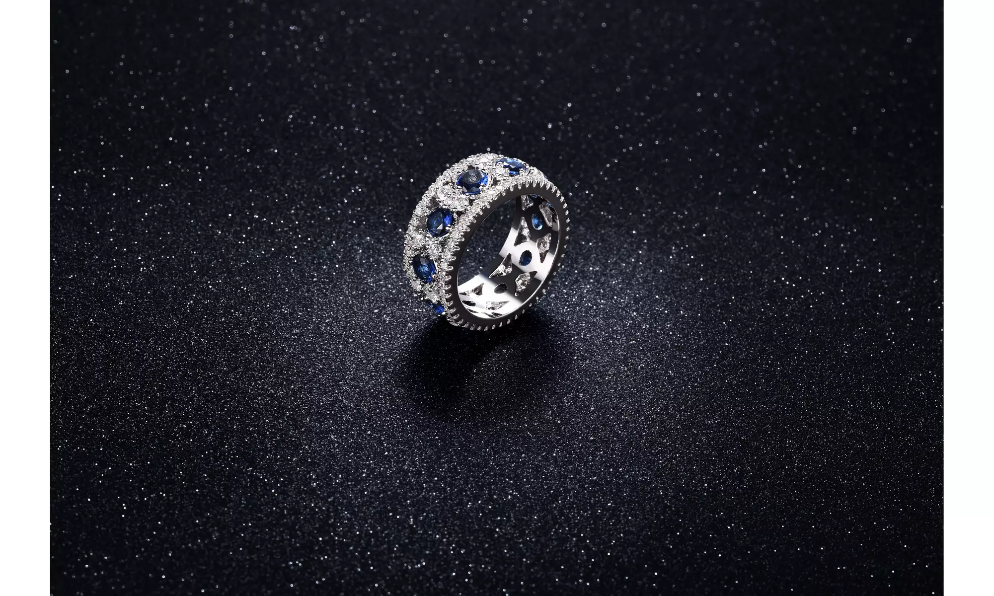 18K White Gold Plated Cubic Zirconia Eternity Band By Mina Bloom