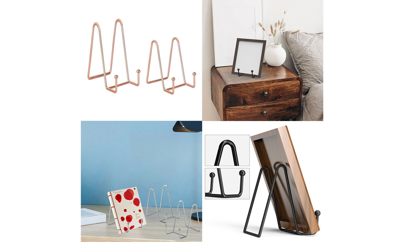 US 4-8 Pcs Metal Frame Holder Display Stands for Picture Plate Book Photo Easel