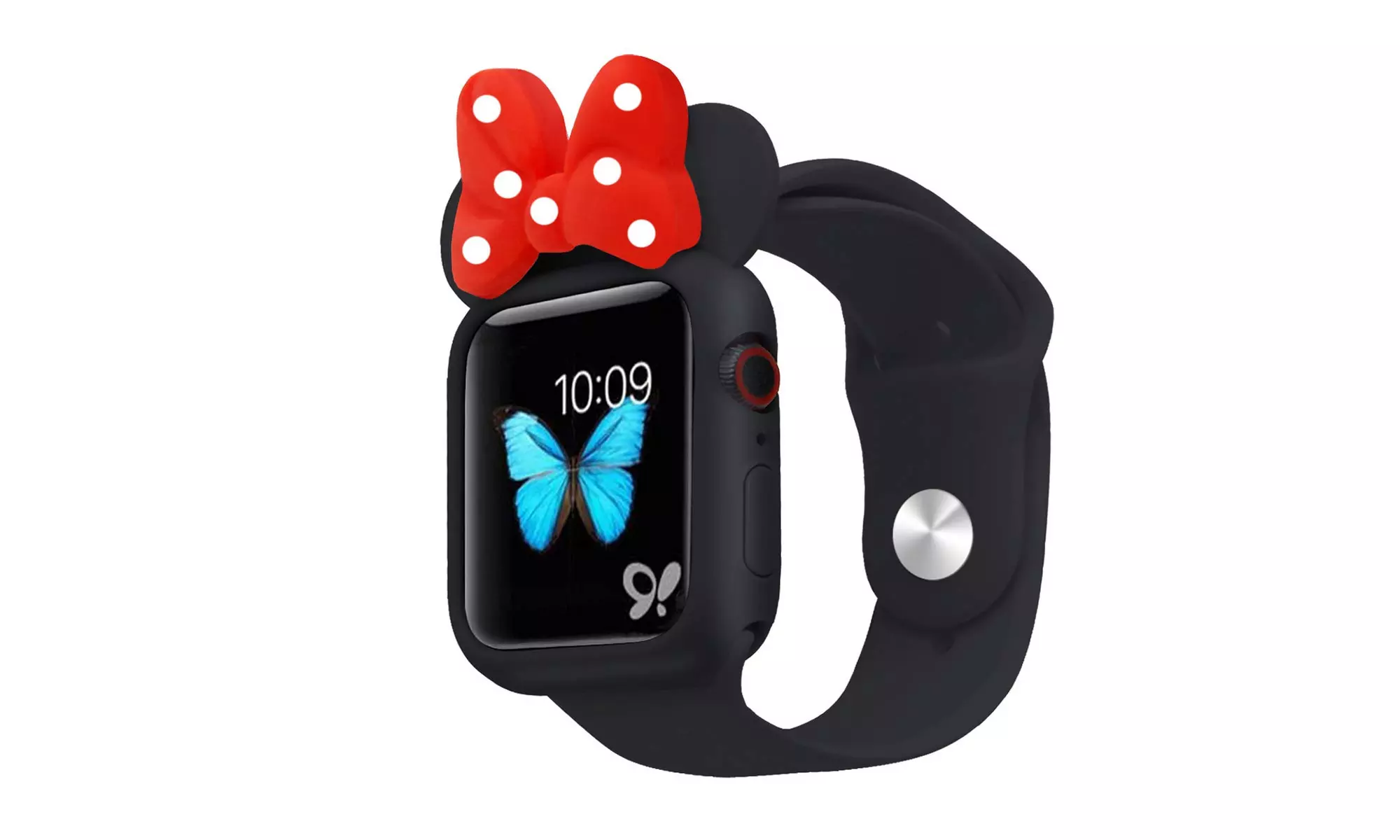 Combo Mouse Ears Bow Bumper Cover W/ Solid Wrist Band Loop For Apple Watch - Primary Image
