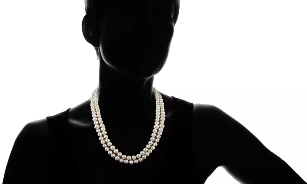 36" White Freshwater Pearl Endless Necklace and Earring Set