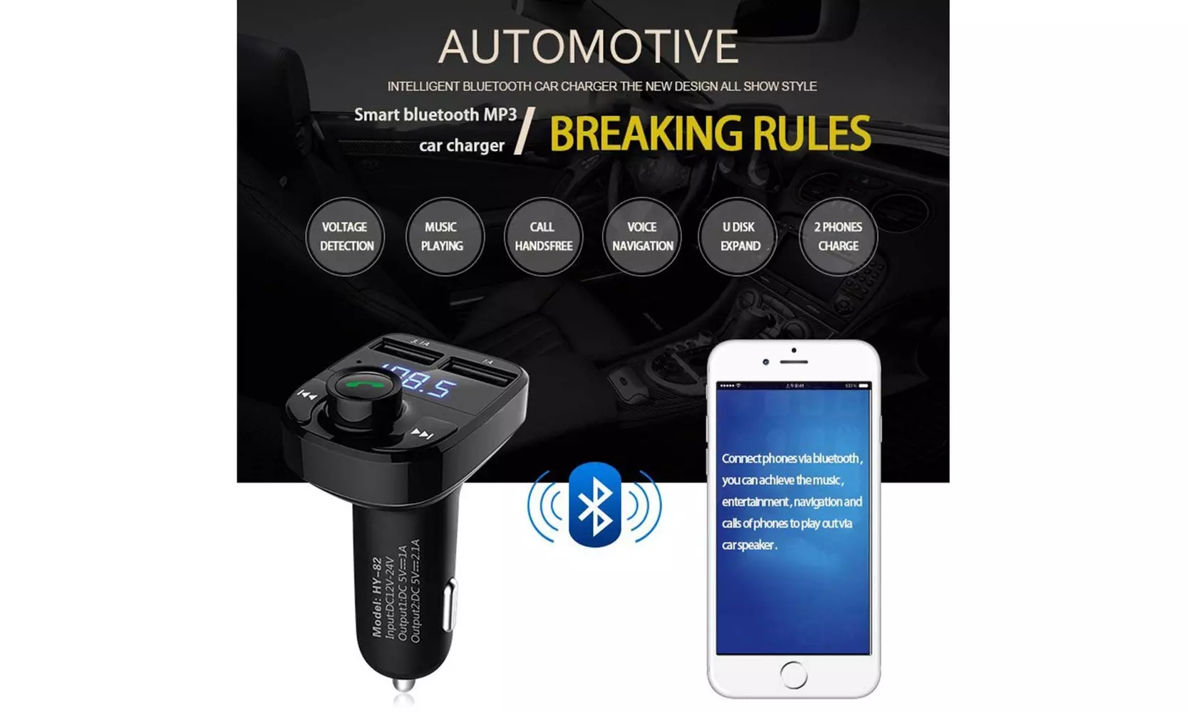 Bluetooth Car Kit FM Transmitter Wireless Radio Adapter USB Charger