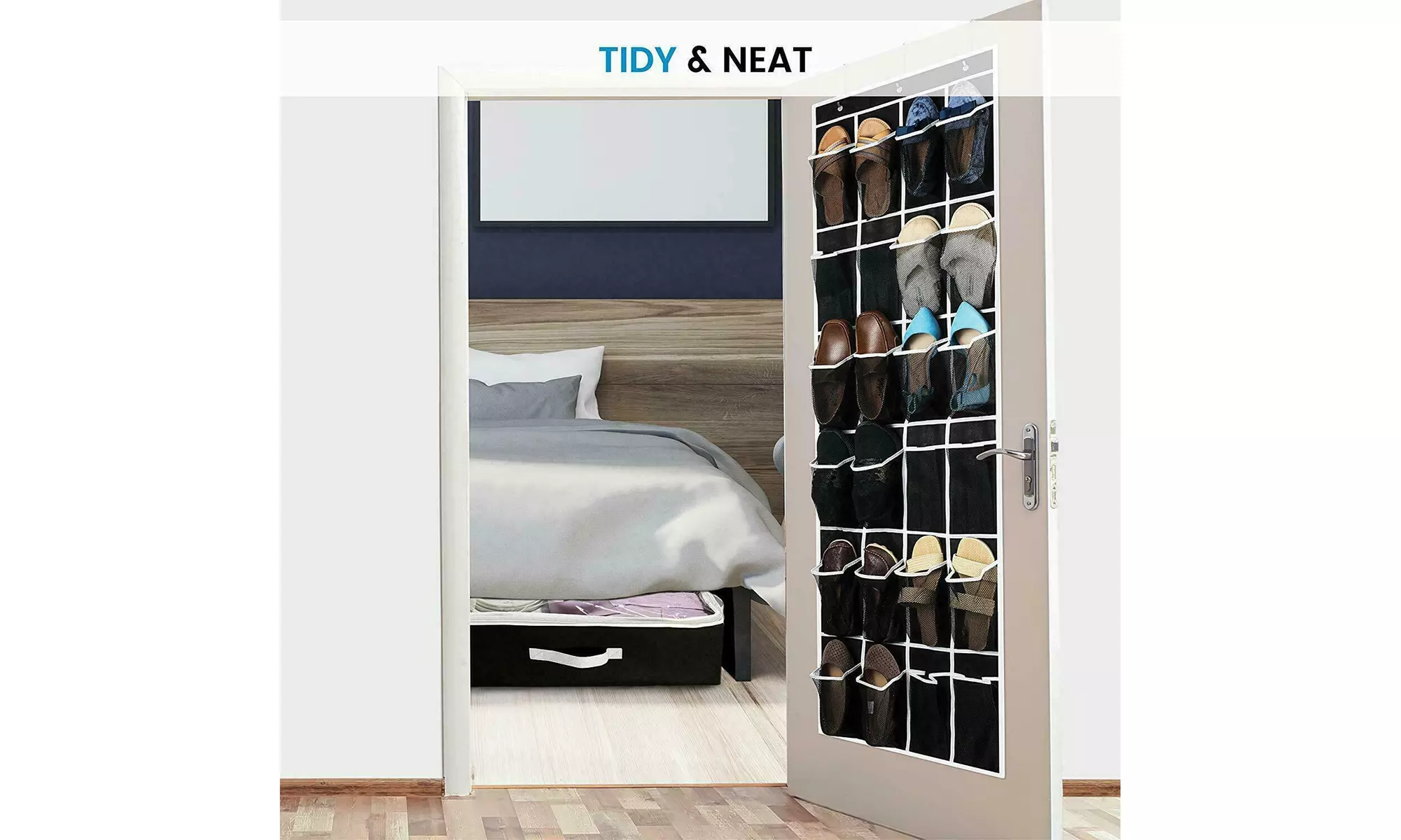 1-2 Pack 24 Wide Pockets Over the Door Shoe Organizer Hanging Shoe Holder