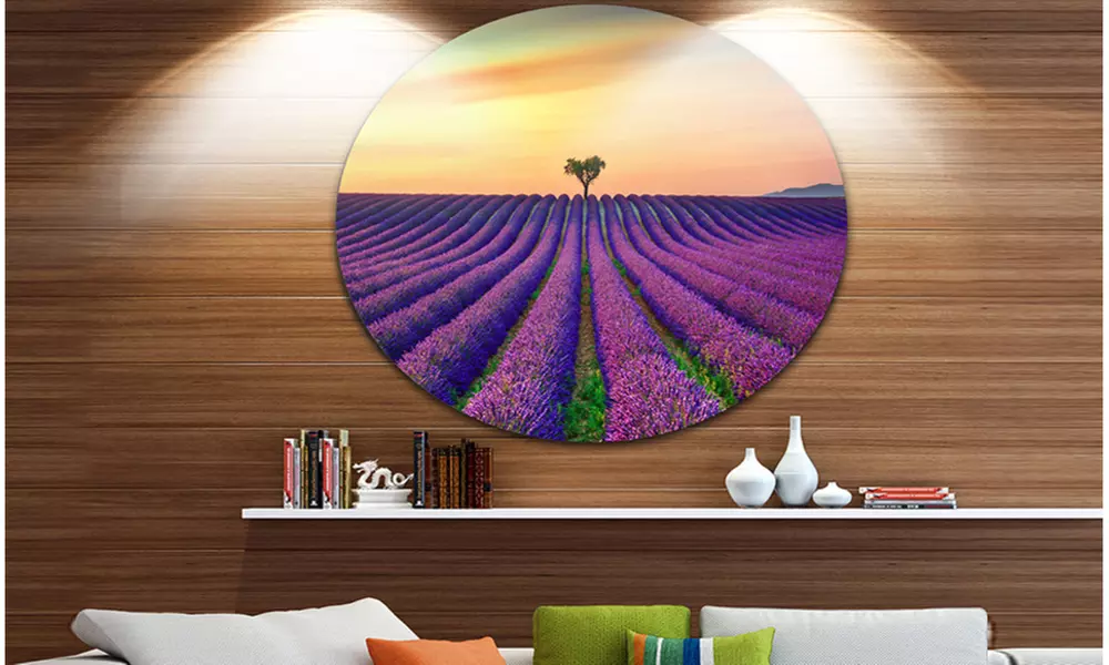 Lavender Flower Rows in Provence' Oversized Landscape Wall Art Print - Primary Image