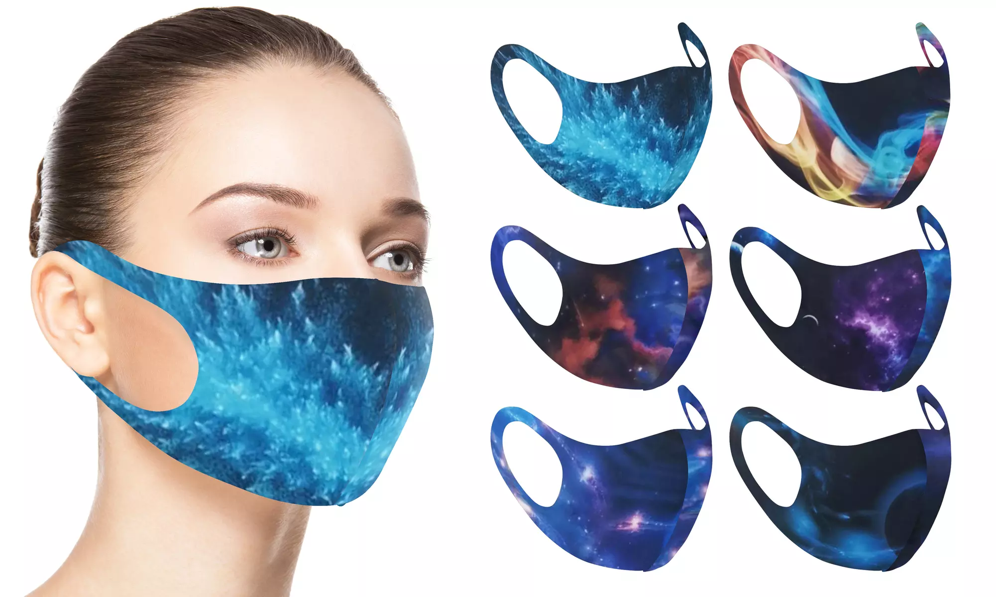 6:Pack Fun Prints Reusable Face Masks - Assorted - Primary Image