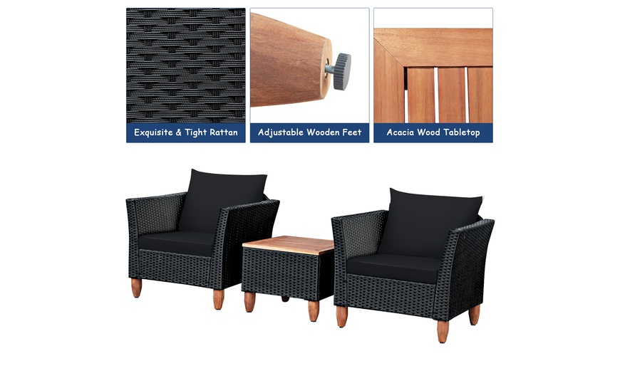 Up To 50% Off On Costway 3PCS Patio Rattan Fur... | Groupon Goods