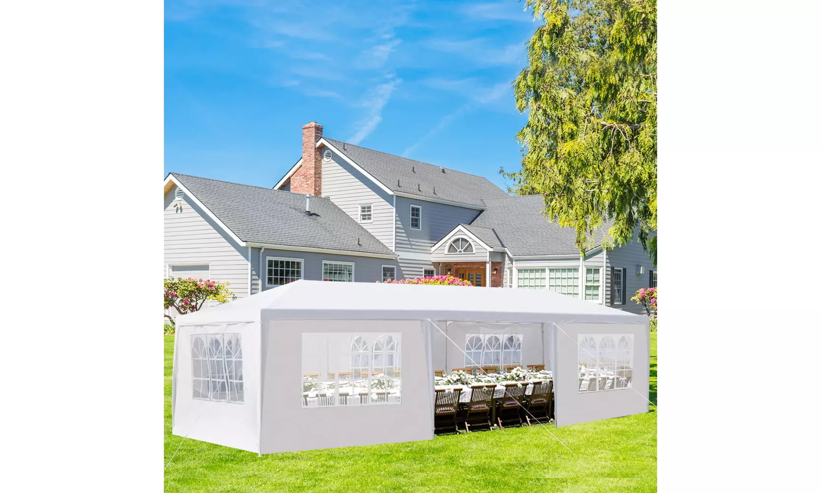 30' x 10' Canopy Party 7-Wall Outdoor Wedding Tent Gazebo Pavilion Patio Tent - Primary Image