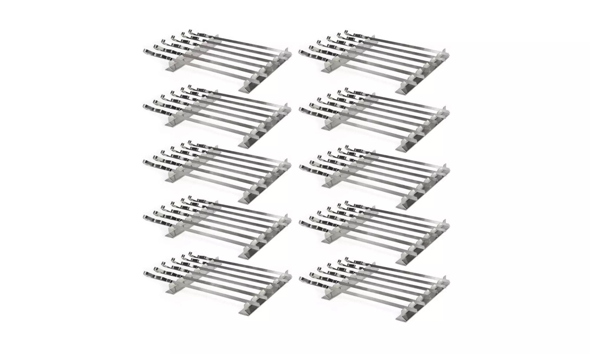Mtoye Steven Raichlen Stainless Kabob Rack with Flat Skewers 10 Pack Bundle - Primary Image