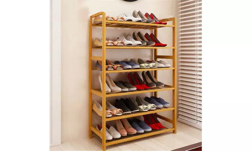 High Quality 6 Tier Wood Bamboo hot Shelf Entryway Storage Shoe Rack Home Furniture