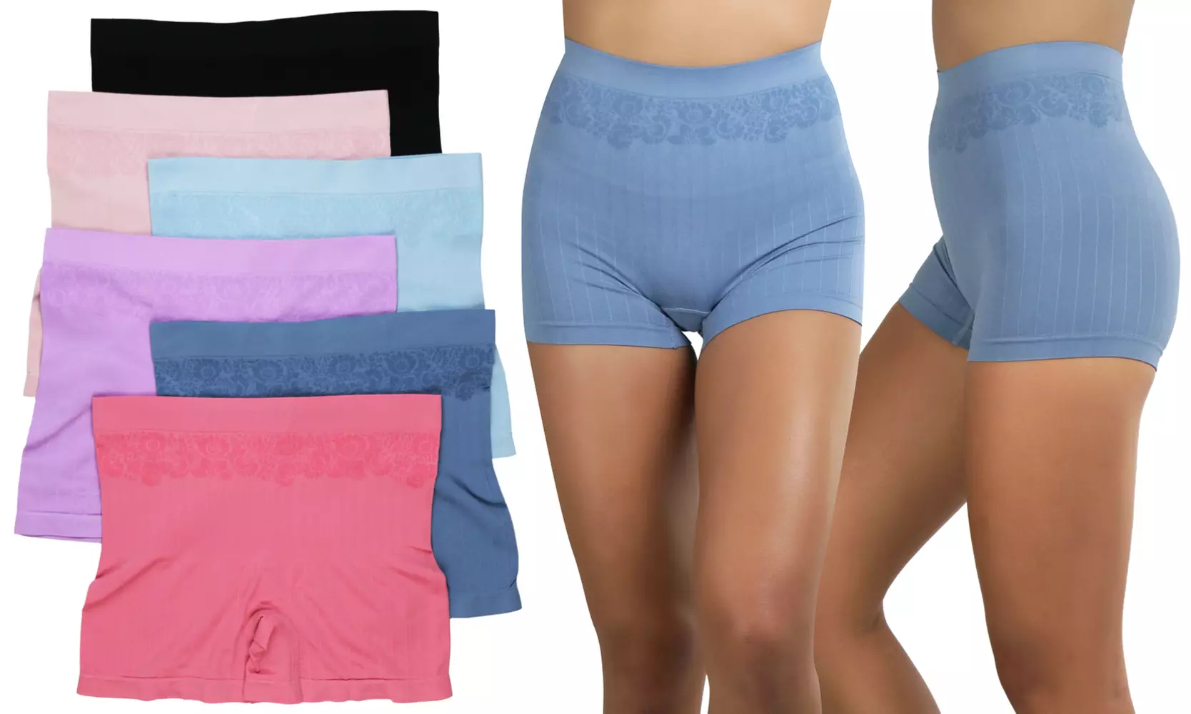 Women's Pack of 6 Pairs of Lightweight Nylon Layering Seamless Shorts