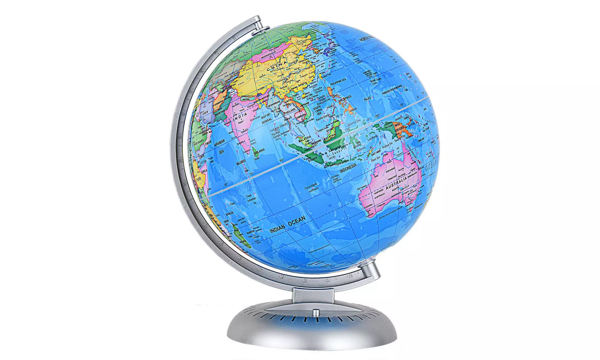 8" Illuminated World Globe Up-to-date W/ Stand Built-in LED Night View Kids - Primary Image