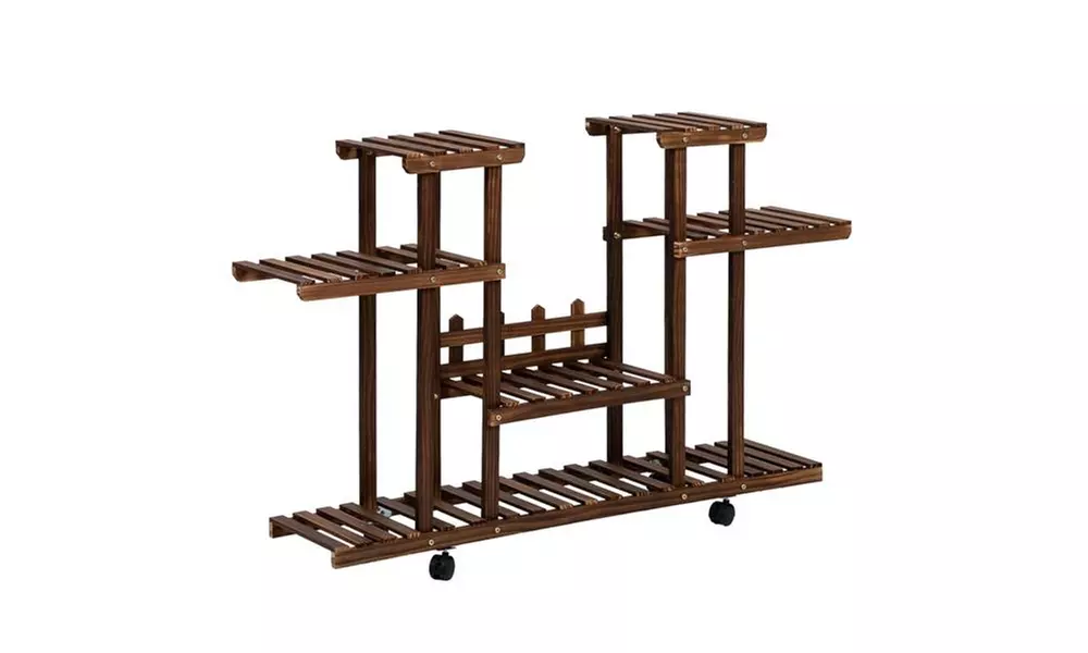 Artisasset 4-Layer 12-Seater Multifunctional Wheel Wooden Plant Stand