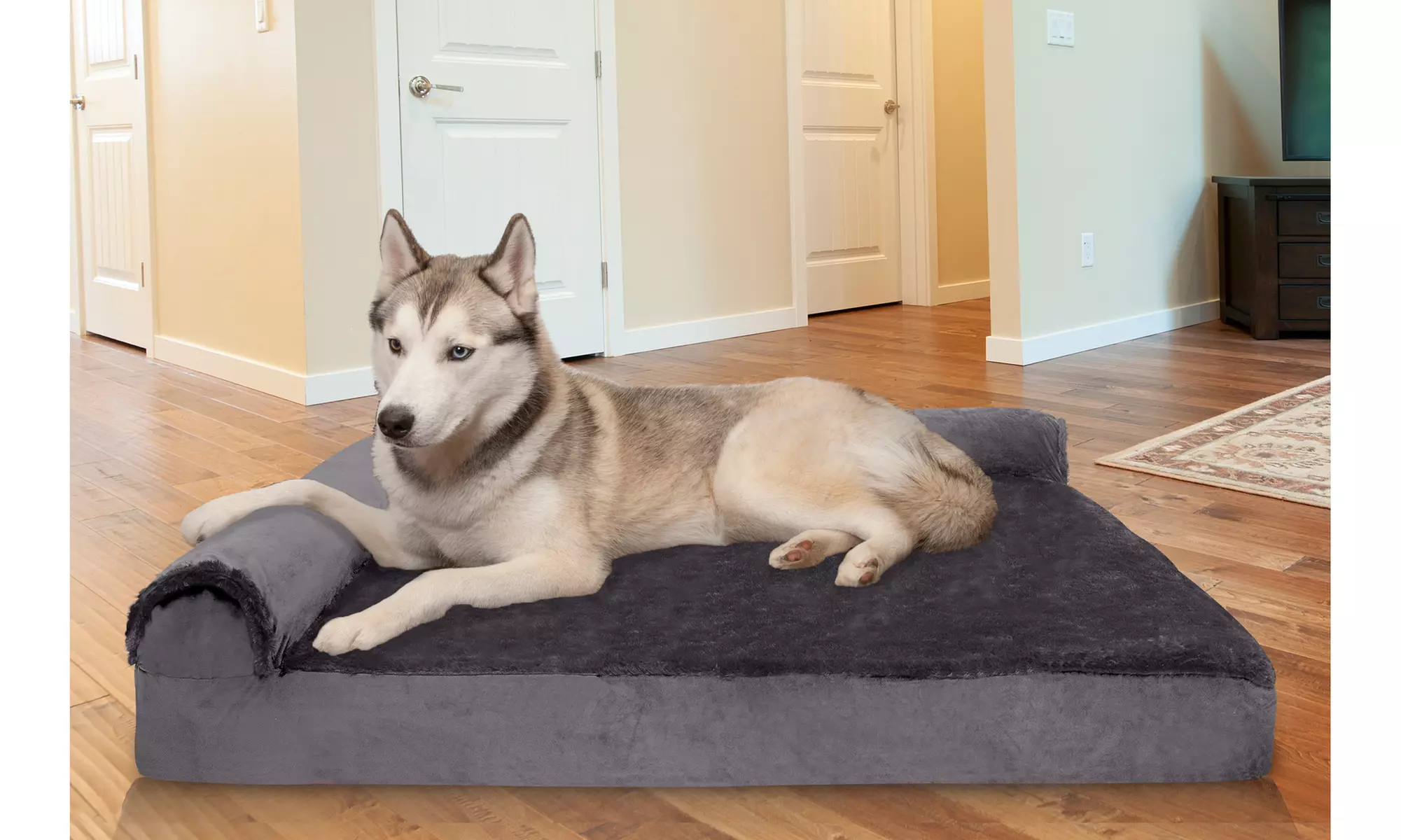 Furhaven Plush and Velvet Chaise Lounge Sofa Style Pet Dog Bed - Primary Image