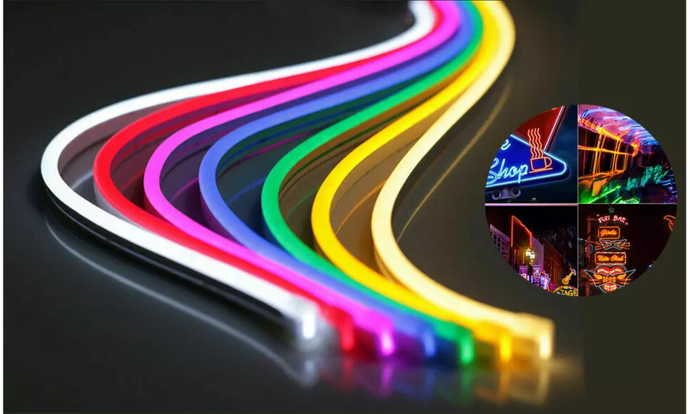 3.3ft Flexible LED Neon Strip Lights Waterproof Silicone Tube DC 12V - Primary Image