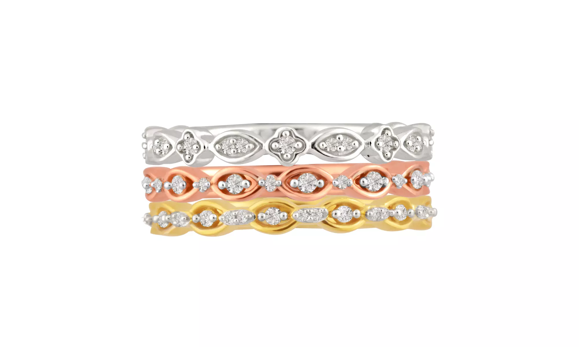 1/4 CTTW Diamond Stackable Rings Set in Sterling Silver By DiamondMuse - Primary Image