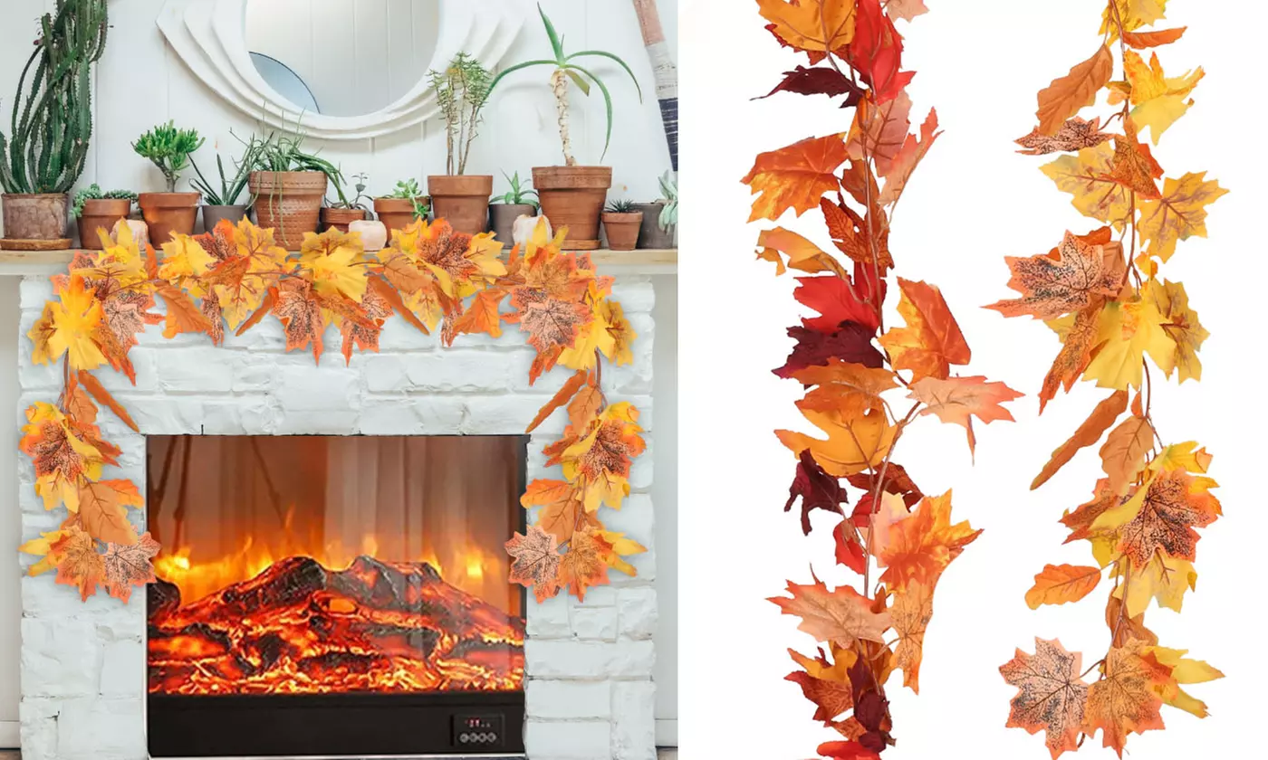 5.6ft Fall Maple Garland Strand Fall Foliage Leavesor Home Wedding Halloween - Primary Image