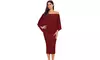 Women's Red Off Shoulder Sleeve Detail Bodycon Midi Dress