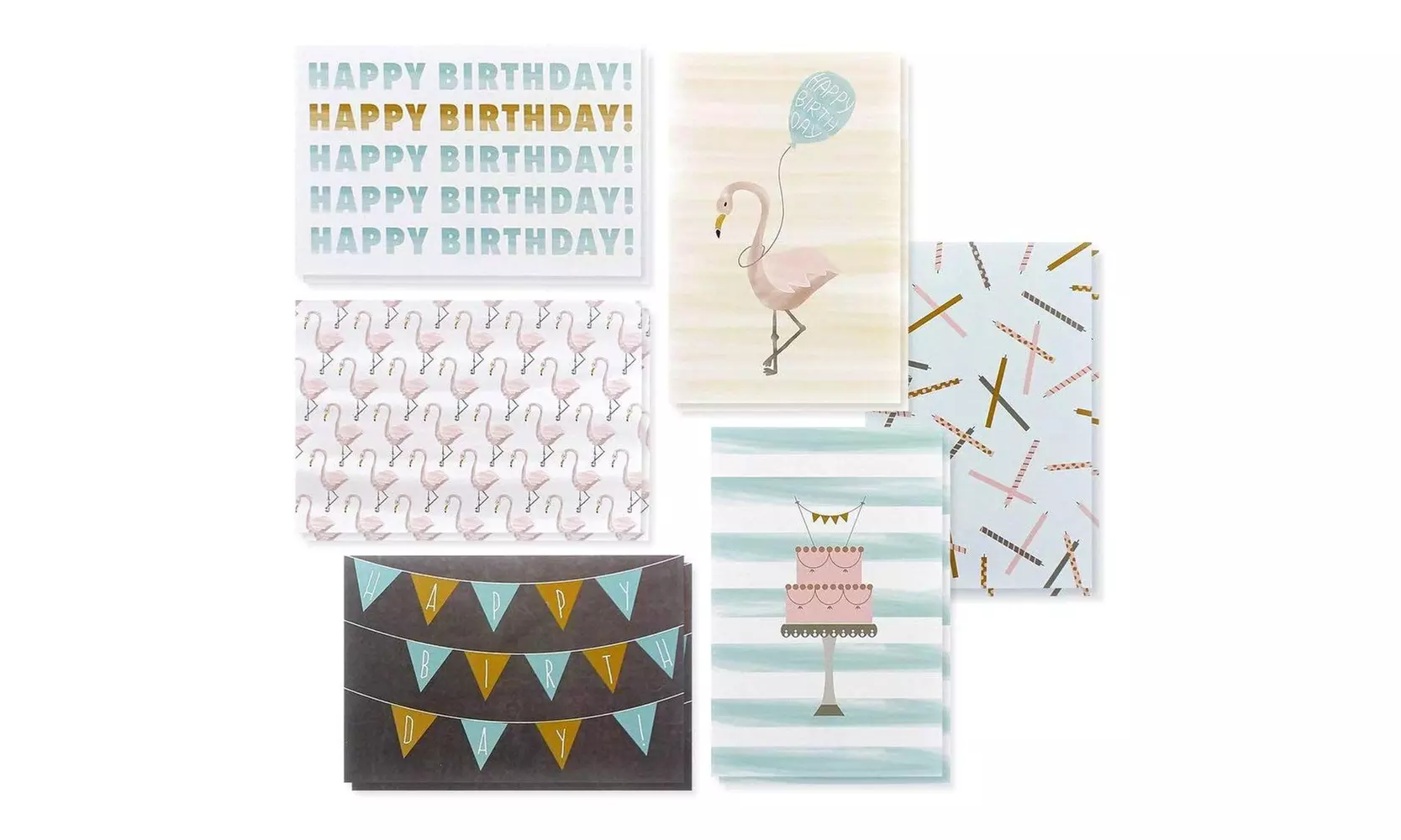 48-Pack Bulk Box Set Happy Birthday Cards w/Envelopes, 6 Pastel design, 4"x6" - Primary Image