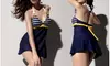 Retro Sailor Swimsuit With Halter Neck And A-Line Dress Style