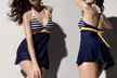 Retro Sailor Swimsuit With Halter Neck And A-Line Dress Style - Second Medium