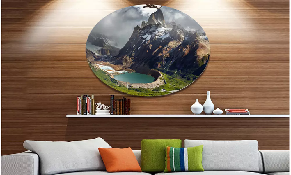 Mount Fitz Roy Patagonia Argentina' Landscape Metal Circle Wall Art - Primary Image