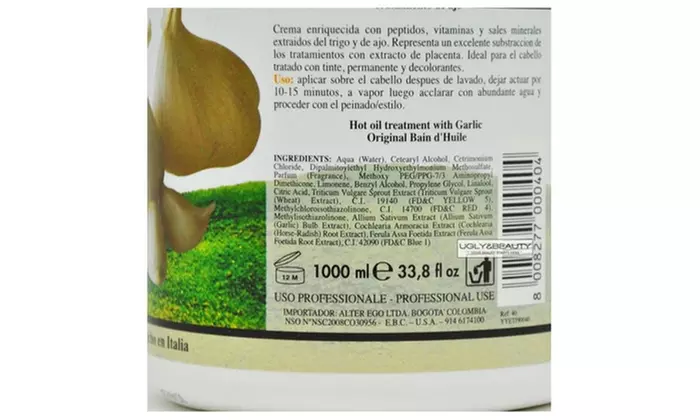 Alter Ego Garlic Hair Mask Plus Vitamin A 1000 Ml 33.8 Oz Hot Oil - Second Medium