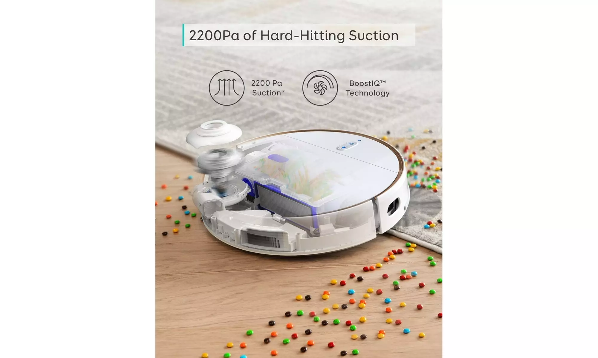 Eufy RoboVac L70 Hybrid iPath Laser 2 in 1 Vacuum and Mop WiFi 2200 PA - White