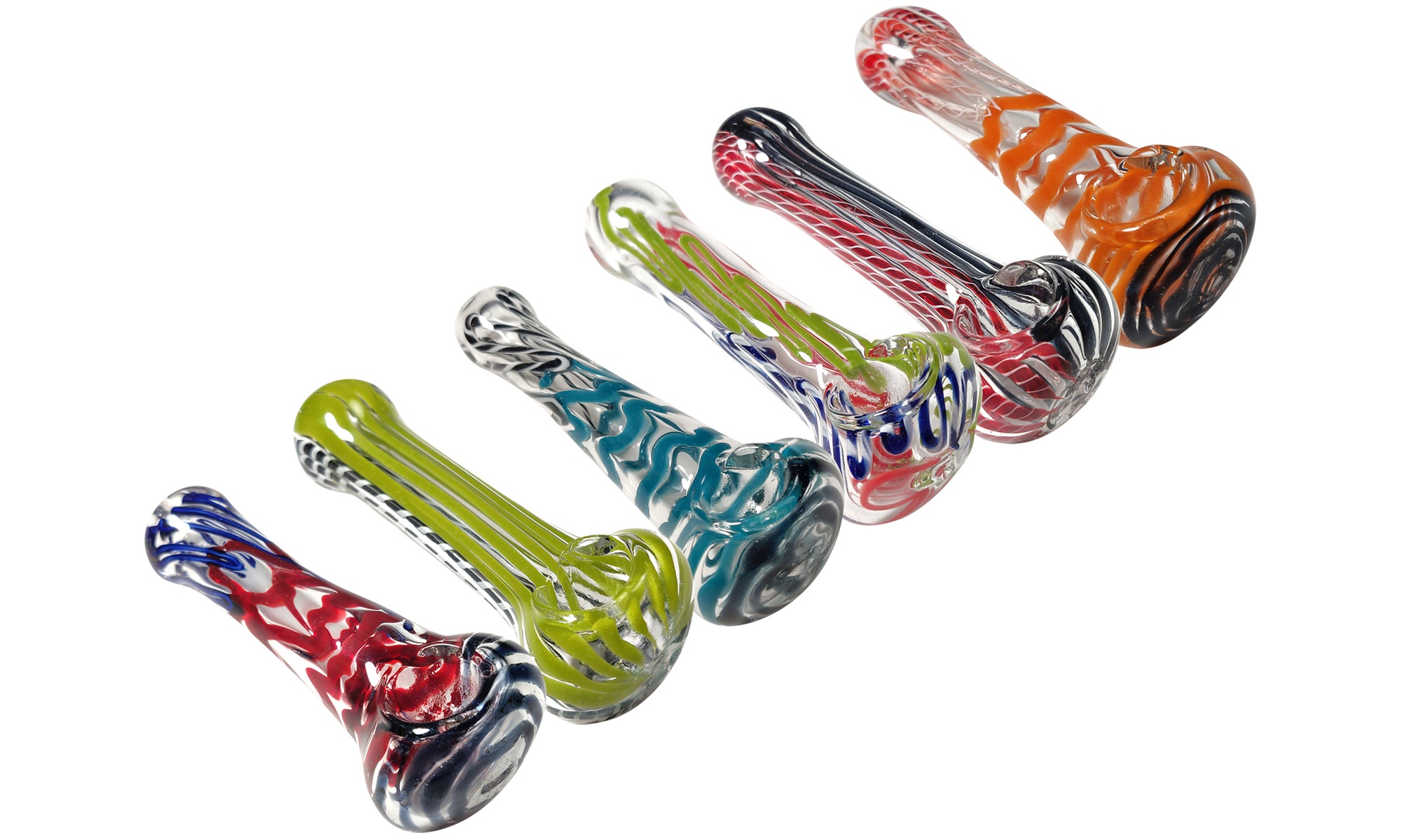 4'' Multi-Colored Glass Spoon Tobacco Handpipe with Grinder