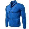 Image 9: New Men's Solid Color Thick Knit Cardigan Sweater Coat