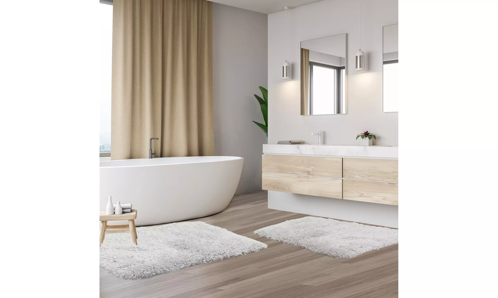 Clara Clark Non-slip Shaggy Bath Rug Set