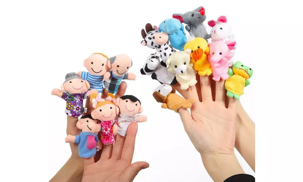 Finger Puppet Set 6pc Family Finger Puppets or 10pc Animal Finger Puppets - Primary Image