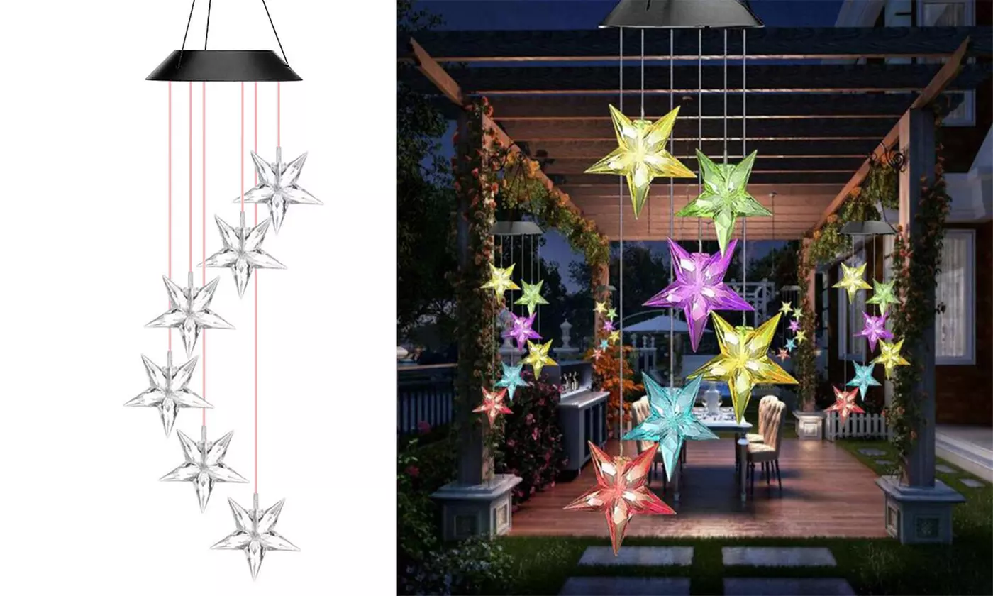 LED Changing Color Solar Hummingbird Wind Chime Waterproof Wind Chimes