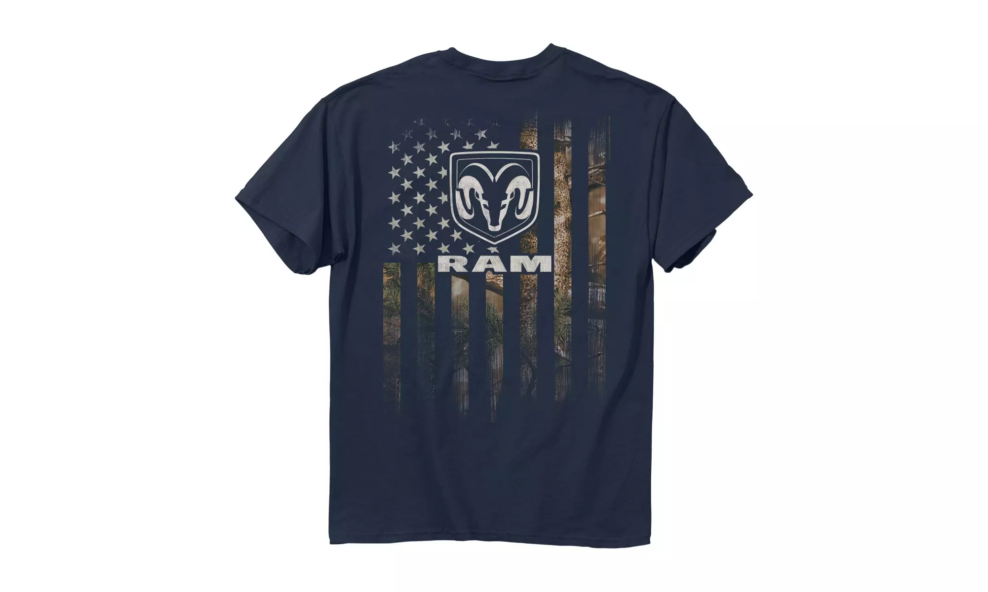Buck Wear Men's Ram Full Camo Flag Cotton T-Shirt - Primary Image