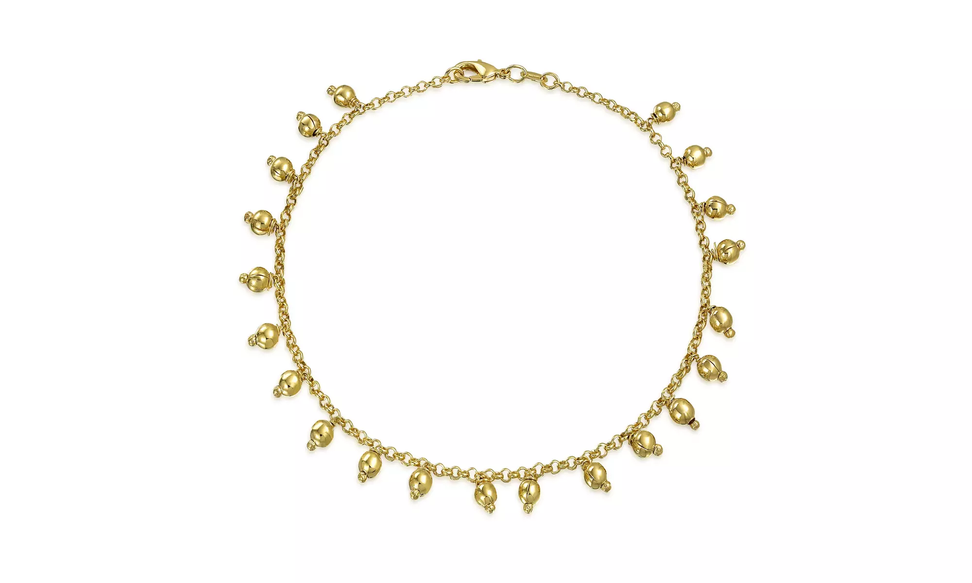 Multi Dangle Bead Charm Anklet Ankle Bracelet Gold Plated 9.5 Inch - Primary Image
