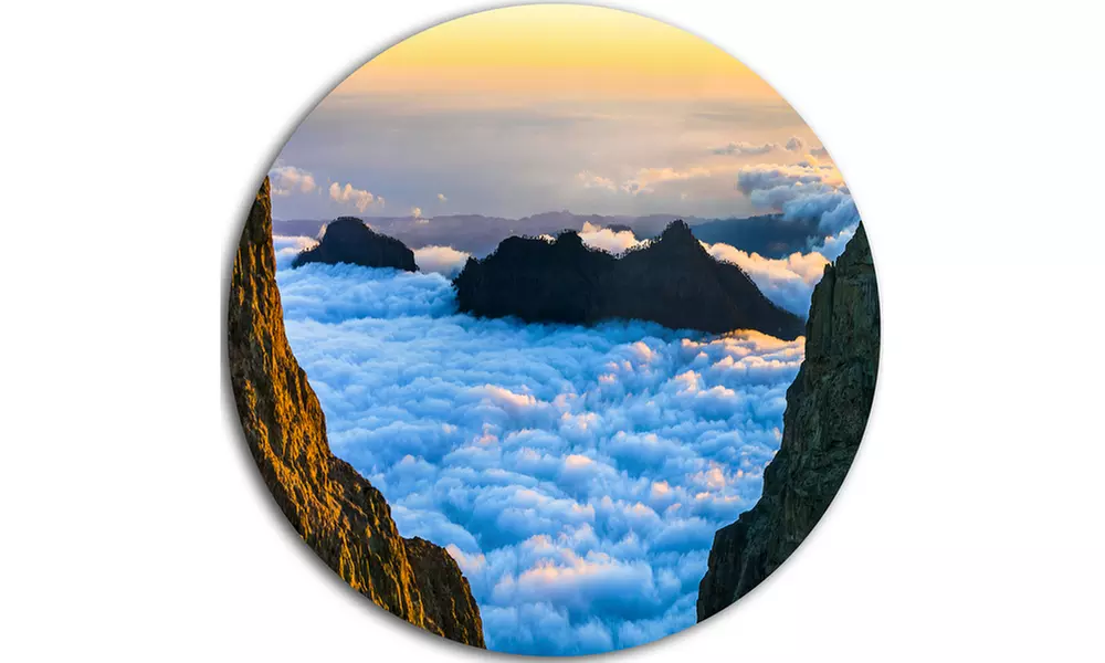 Gran Canaria Sunset over Clouds' Extra Large Seashore Metal Circle Wall Art - Second Medium