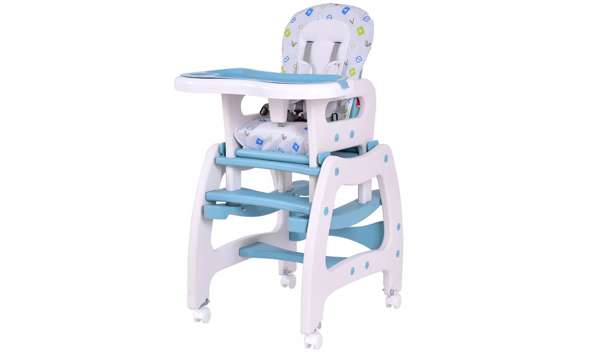 Baby High Chair Convertible Play Table Seat Booster Toddler Feeding Tray Blue - Primary Image