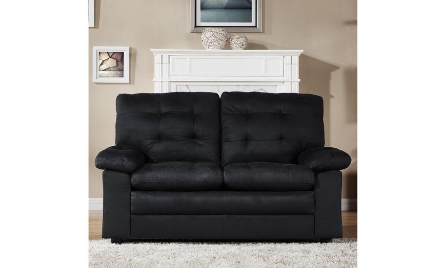 mainstays buchannan sofa body black faux leather