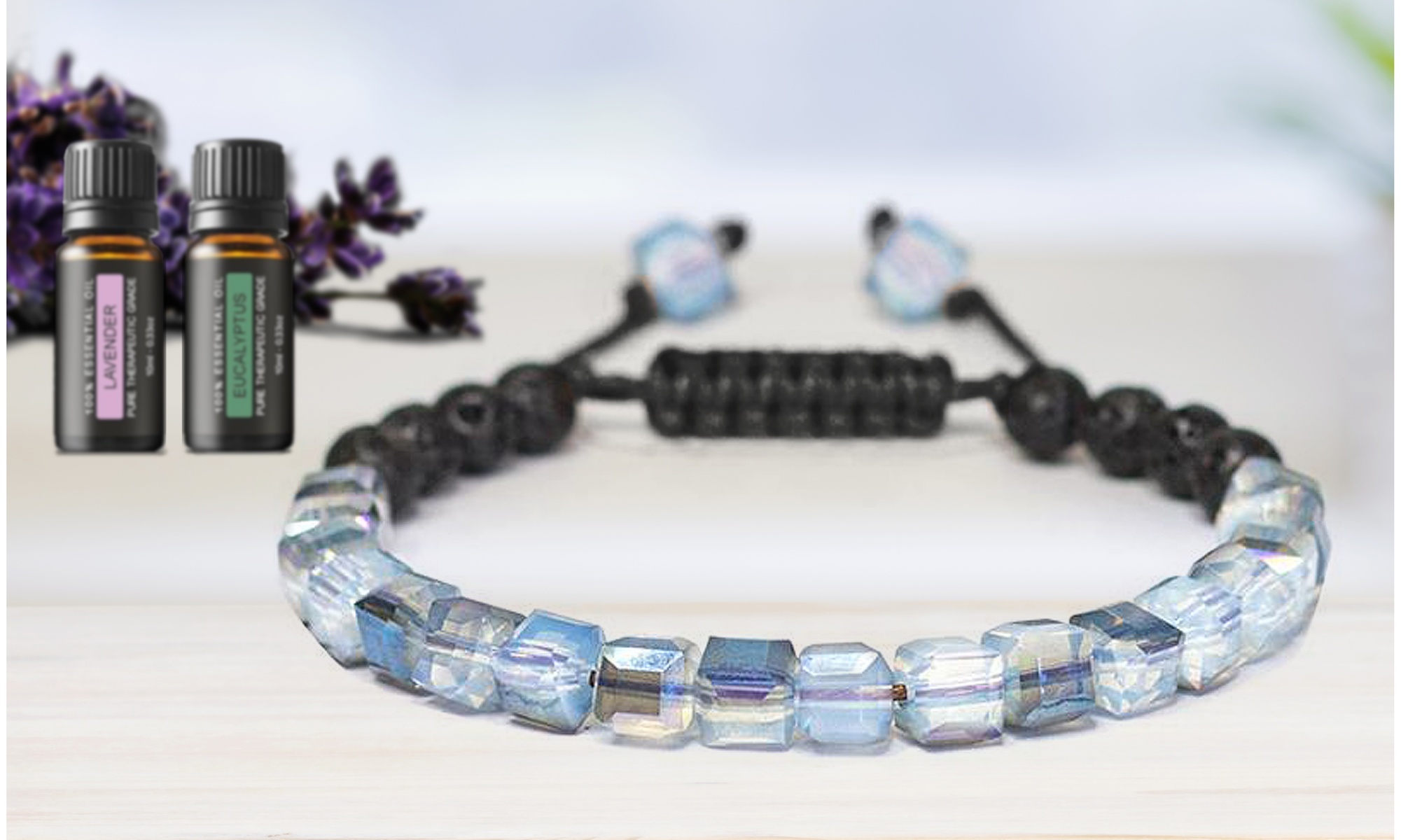 Lava Stone Glass Diffuser Bracelet with Optional Essential Oils