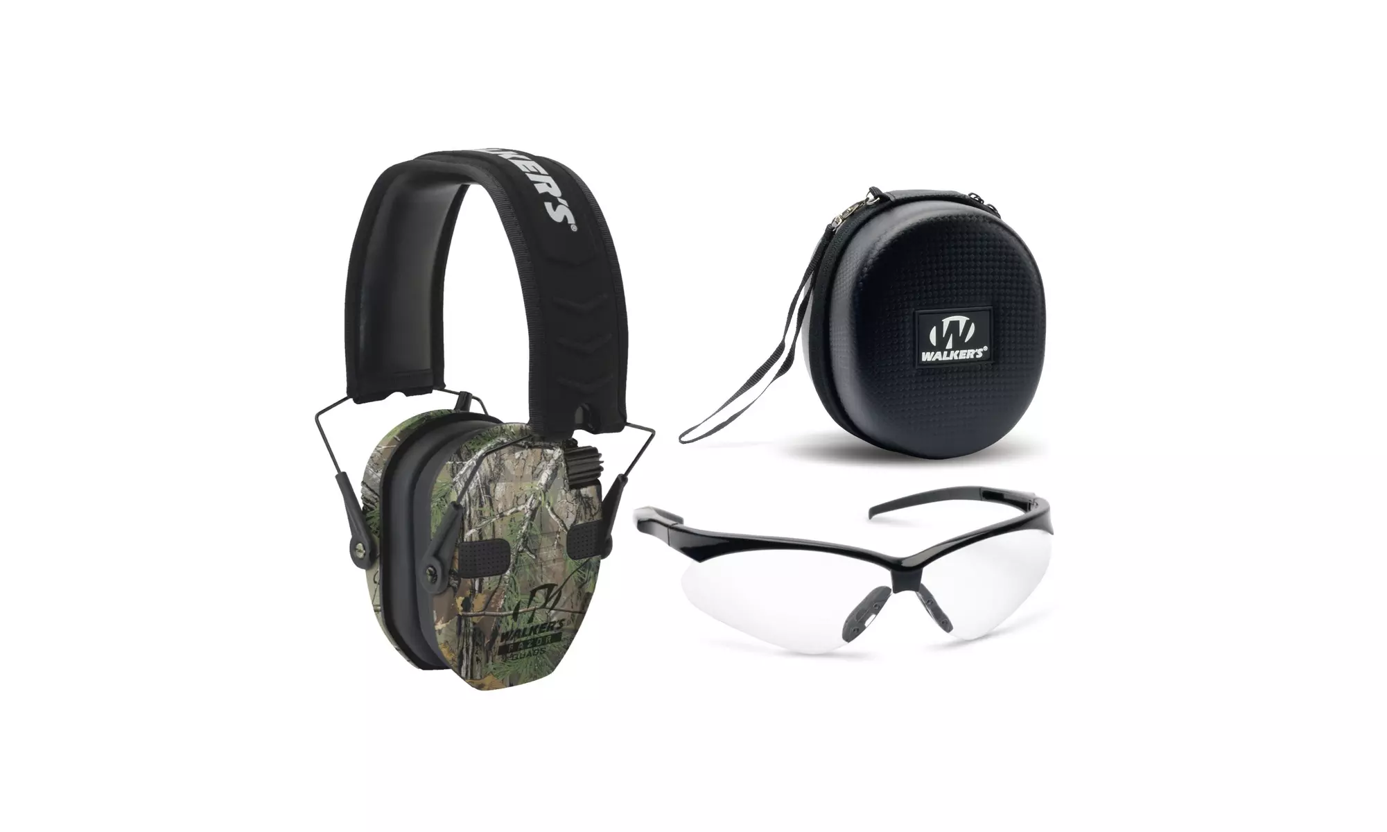 Walkers Razor Slim Electronic Muff (RealTree Xtra Camo) with Case and Glasses - Primary Image