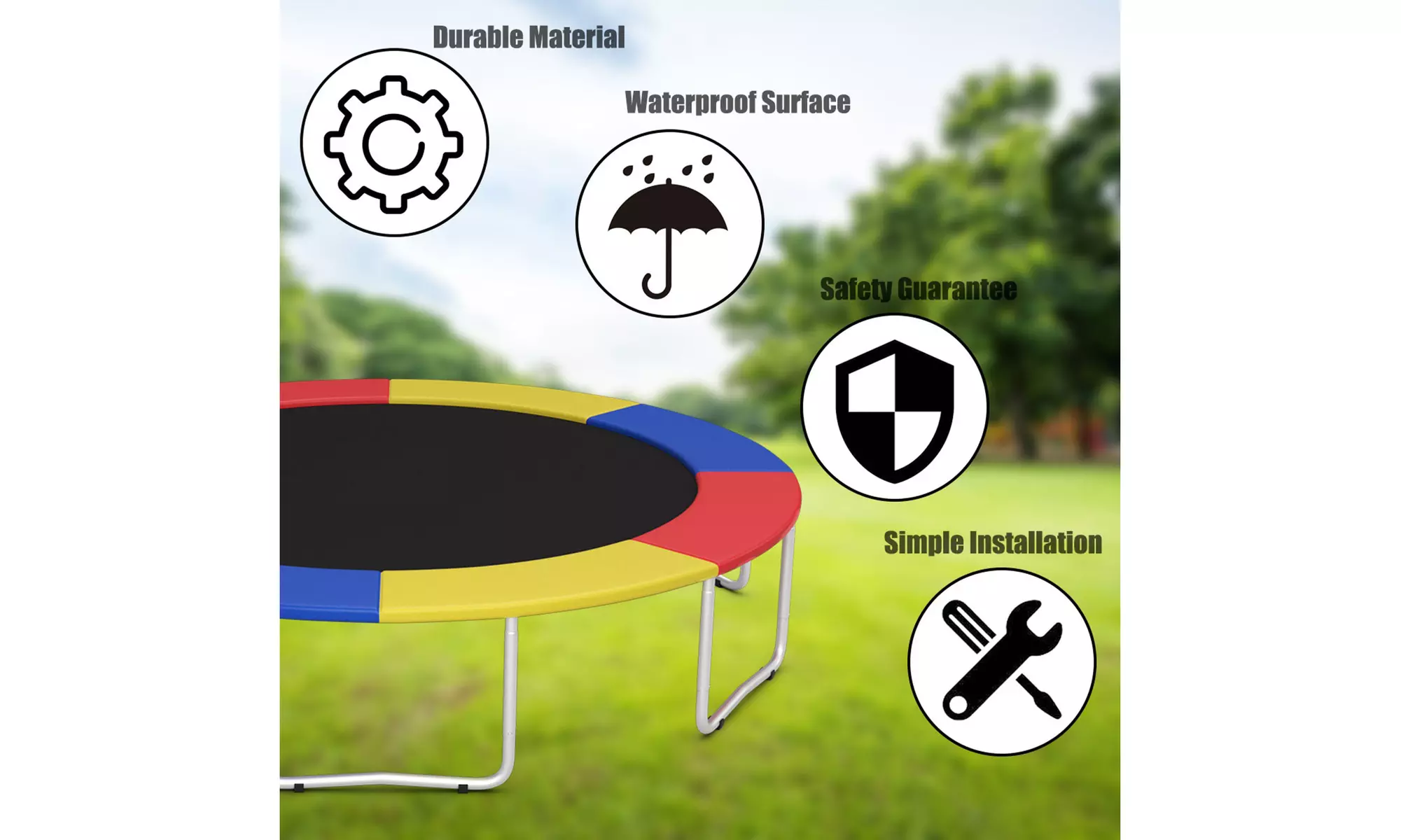 Costway 10FT Trampoline Replacement Safety Pad Bounce Frame Waterproof Spring