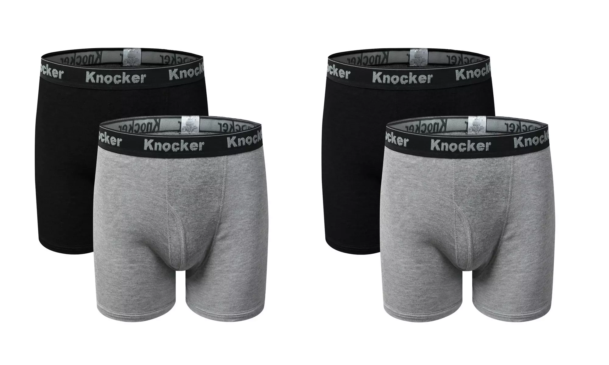 4 Pack Knocker Men's 100% Cotton Boxer Briefs (S-3X) - Primary Image