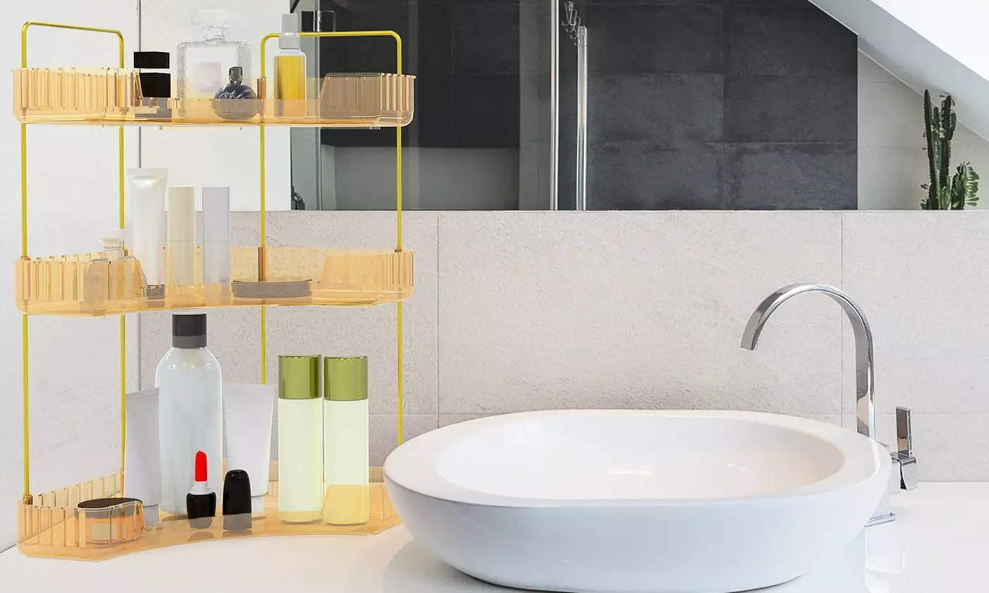 NewHome 3-Tier Corner Makeup Organizer Bathroom Countertop Storage Shelf