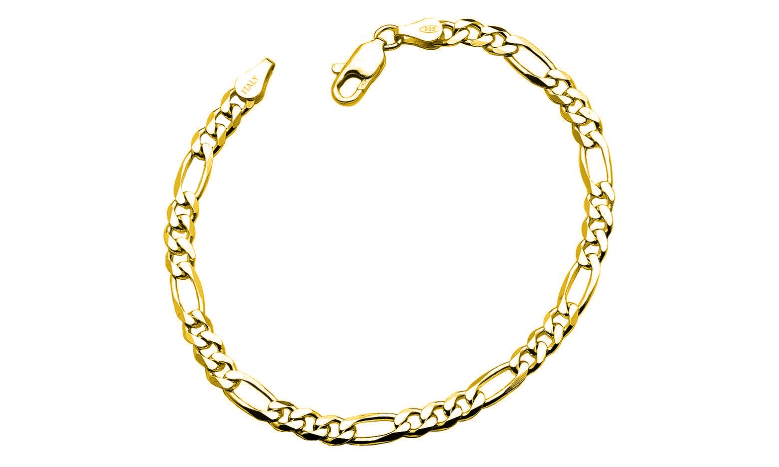 18K Gold Over Sterling Silver Figaro Chain Bracelet By Paolo Fortelini 