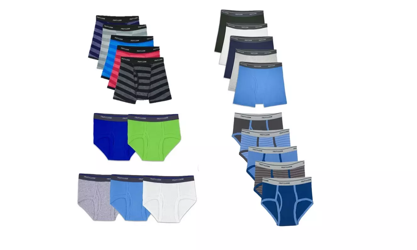 12 Pack Fruit of the Loom Boy's Assorted Briefs or Boxer Briefs Mystery Deal