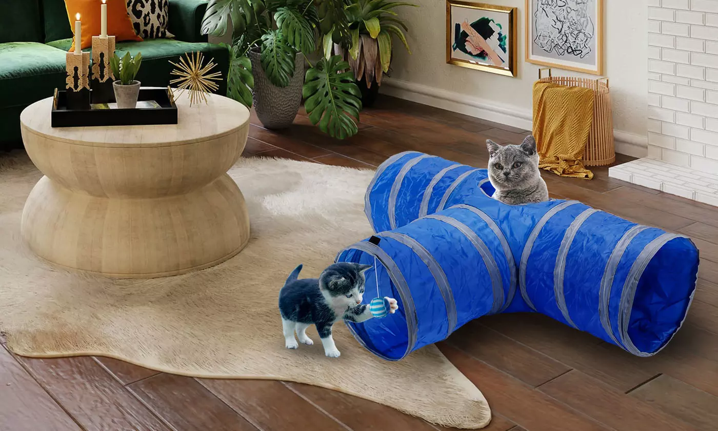 Collapsible 3 Way Play Interactive Pet Cat Tunnels Tube Toys for Indoor Cats