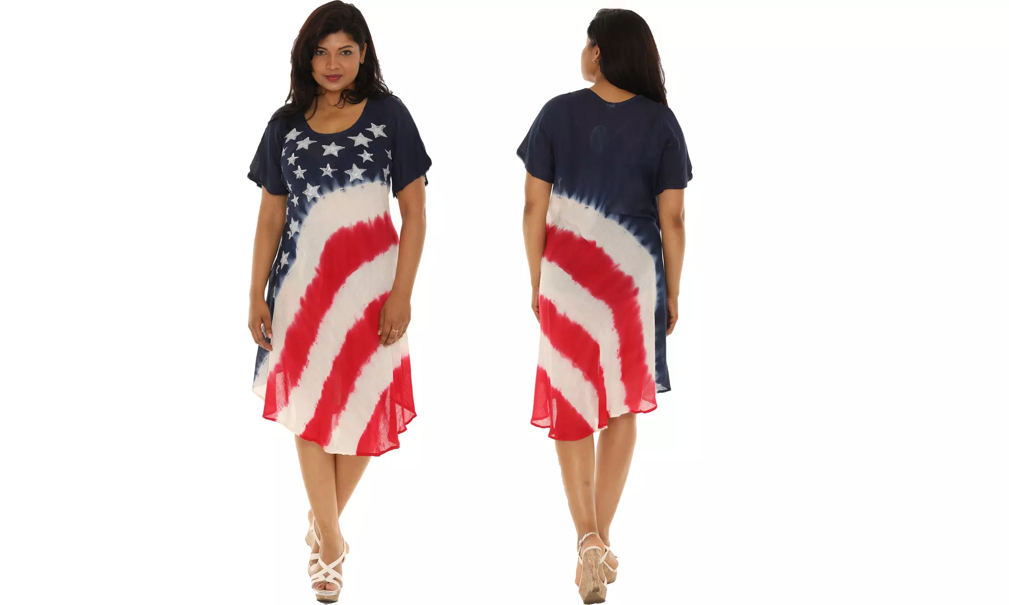 Women's Patriotic 4th of July American Flag Dress (Also In Plus Size)