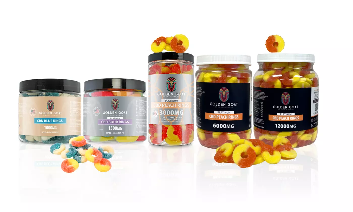 High Potency CBD Infused Variety Gummy Rings (250MG - 12,000MG) by Golden Goat