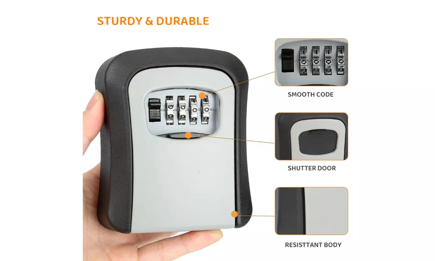 4-Digit Combination Key Lock Box Wall Mount Safe Security Storage Case