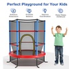 Image 5: Costway Youth Jumping Round Trampoline 55'' Exercise W/ Safety Pad Enclosure