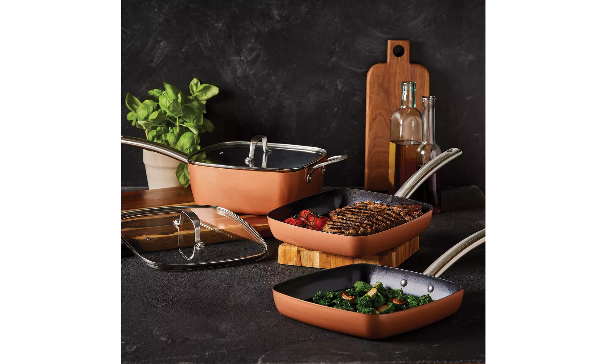 Copper Chef Diamond 5-piece Square Pan Set - Second Medium